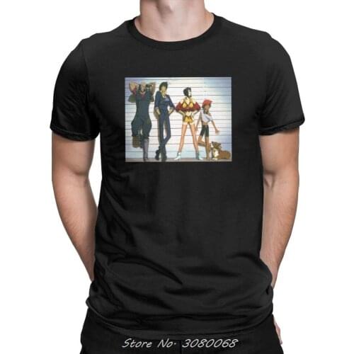 Cowboy Bebop T Shirts For Men Cotton Amazing t-shirts Space Anime Spike Japanese Manga Jet Faye Tee Shirt Short Sleeve Tops New