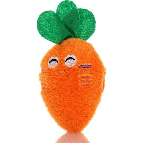 1pc Sounding Puppy Dog Chew Toy Fruit Vegetable Chicken Drum Bone Squeak Toy for Cat Pets Plush Red Radish Bone Star Donut