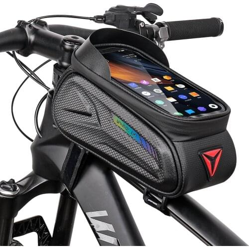 WHEEL UP 2L Bike Front Top Tube Bag Waterproof EVA Hard Shell MTB Bicycle Frame Handlebar Bag Mobile Phone Touch Screen Case