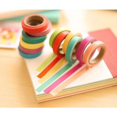 10 pcs/set Sweet Candy Color Rainbow washi Tape Decorative Adhesive Tape DIY Sticker Label FVD DIY Cute Cartoon Scrapbooking