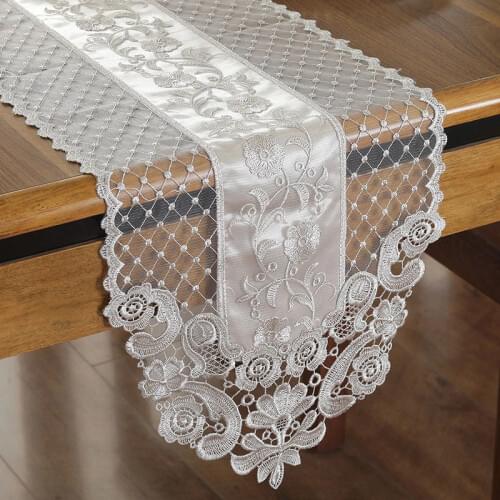 Lace Korean Princess Table Flag European White Simple Tea Table Runner French lace TV cabinet tablecloth Customizable 2019
