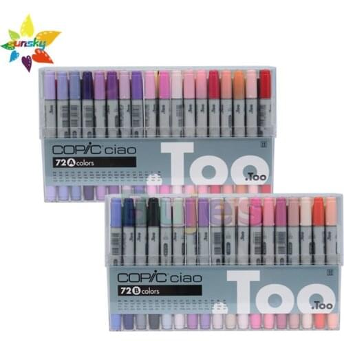 COPIC Ciao Third generation marker pen 72 color set A B series Double headed Square head/soft brush head Professional Art siut