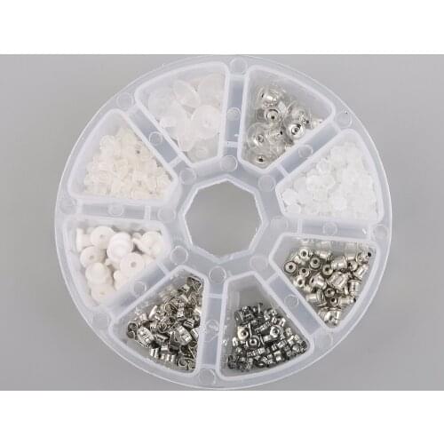Hot DIY Stud Earring Block Plugs Mixed Jewelry Findings Kits Set Box Fitting Women Selling 380/400pcs Ears Post Nuts Stopper