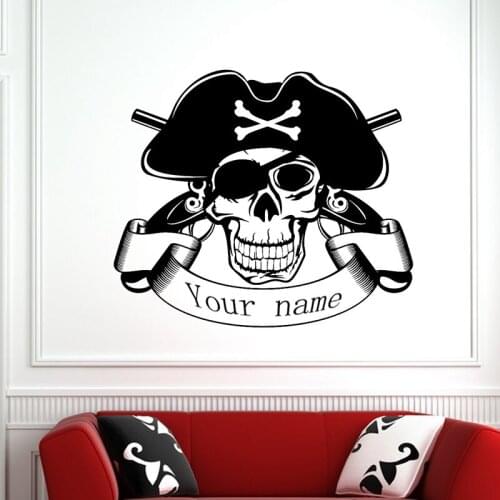 Pirate Captain Skull Sticker Punk Death Decal Devil Name Car Art Wall Decals Decor Mural Anchor Musket Sticker Pistol Decal