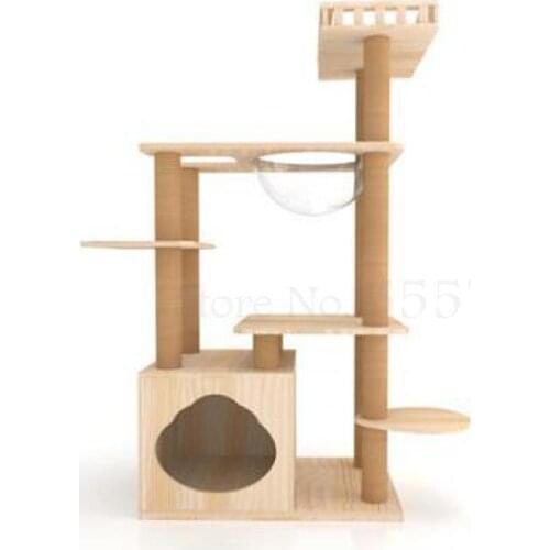 Cat climbing frame solid wood small nest cat shelf cat tree house cat nest one villa cat jumping platform climbing column