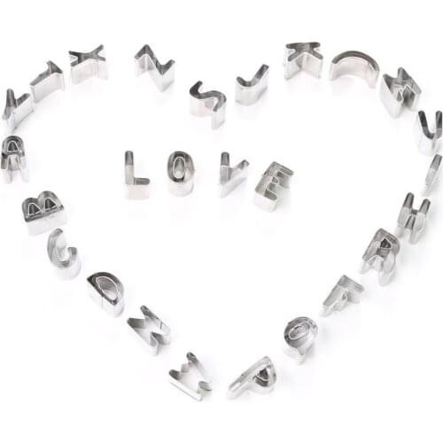24 letters Cookie Cutter Stainless Steel Cut Biscuit Mold Tools Set Vegetable Chopper Icing Sugar Frame Kitchen Accessories