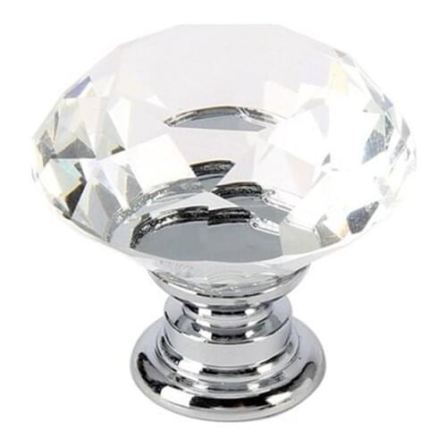 Knurled Handle Diamond Shape Design Crystal Glass Knobs Cupboard Drawer Pull Kitchen Cabinet Door Wardrobe Handles Hardware