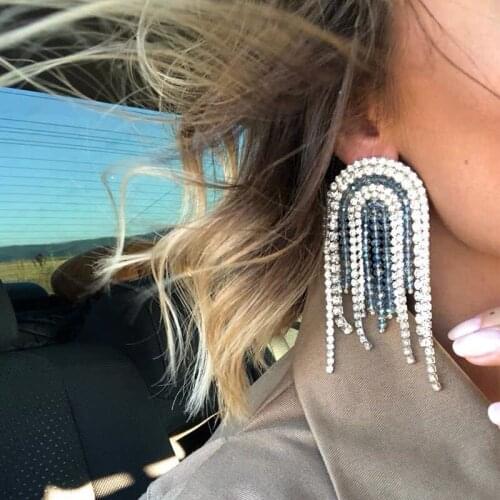 Luxury crystal pendant earrings, long tassel earrings, womens fashion party wedding bride jewelry wholesale gift 2020