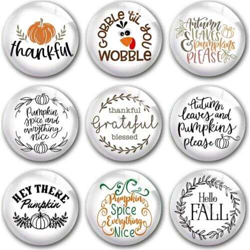 Handmade Thanks giving day Autumn PUmpkin Round photo glass cabochons demo flat back DIY jewlery Making findings accessory