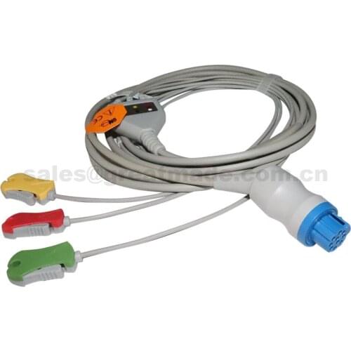 Compatible with Datex-Ohmeda one piece 3-lead ECG cable