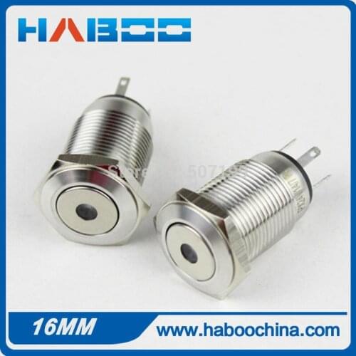 Led lighting stainless steal push button switch dia.16mm on-off angel eye light switch IP65 metal 6V 12V 24V