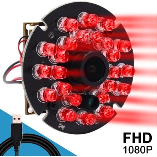 Night Vision Webcam H.264 2MP 1080P USB Camera With 24pcs IR LED and IR CUT for Mac Linux Android Windows