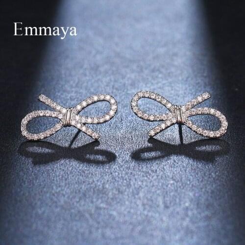 Emmaya New Arrival Geometry White Color Line Knot Shape For Female Dazzling Earring Simple Style Fashion Party Delicate Jewelry