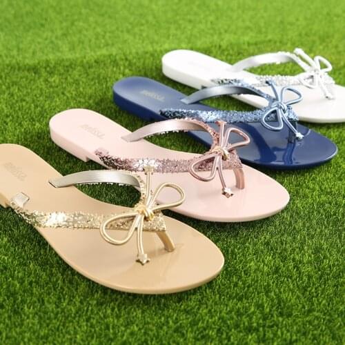 2020 New Women Melissa Fashion Shoes Woman Lovely Bow Summer Sandals Melissa Slipper Outdoor Basic Beach Shoes Zapatos De Mujer