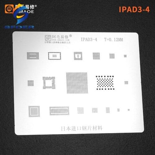 0.12MM Amaoe Stencil For Repairing IPad Steel Mesh IPad2 3 4 Air Pro Steel Mesh Mini1 2 3 4 Motherboard Chip Tin Mesh With CPU