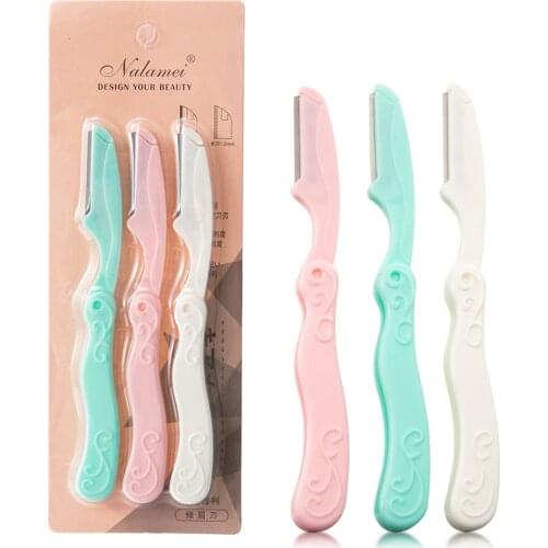3Pcs/Set Stainless Steel Foldable Facial Eyebrow Trimmer Armpit Hair Razor Beauty Face Eye Brow Shaper Shaver Blades Makeup Tool