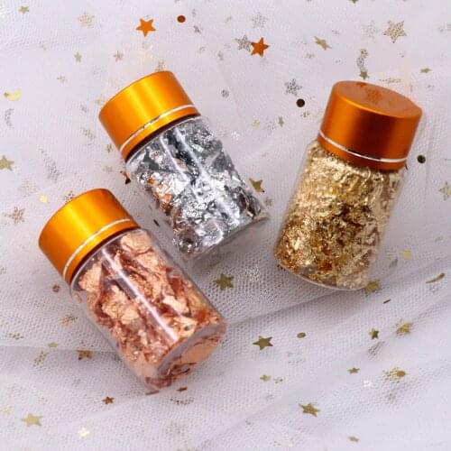 3x Gold Foil Flakes for Nails Painting Crafts Jewelry Making DIY Accessories