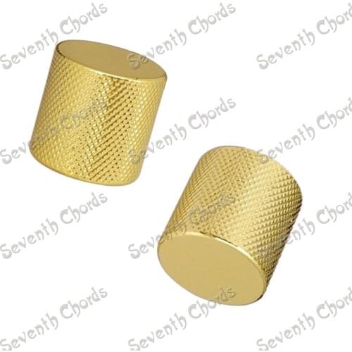 4 Pcs Gold Meta Knurled Barrel Flat-Top Volume Tone Control Knobs Buttons for Electric Bass Guitar