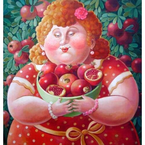 5D DIY diamond painting cross stitch fat lady full square diamond embroidery beauty woman round diamond mosaic beach fruit girl