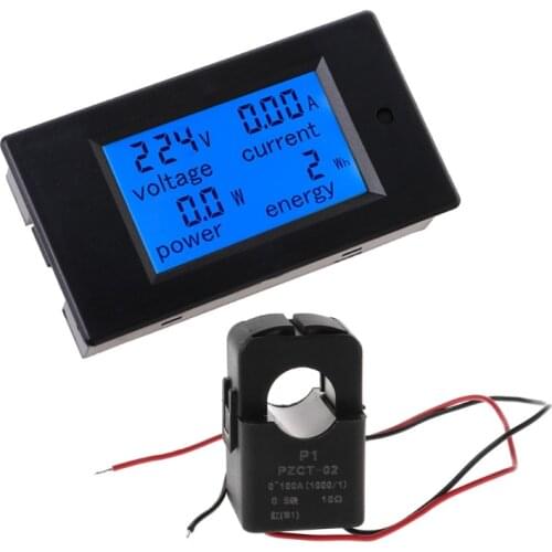 AC 80-260V 100A Voltage Current Watt Power Energy Meter PZEM-061 with Split CT