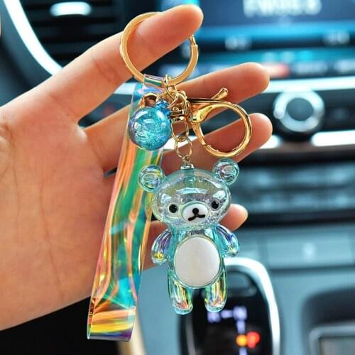 Acrylic Crystal Bubble Symphony Cute Bear Keychain Color Bag Car Ornament Gift Diy Keychain Accessories Wholesale