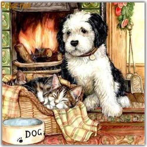 Diamond painting Cross stitch DIY Crafts Full Diamond embroidery Dog guardian cat Square mosaic beadwork paintings Cats and dogs