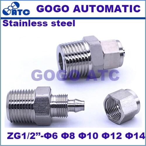 Quick coupler 1/2'' male thread,O.D 6 8 10 12 14 mm PU tube fast twist hose stainless steel 304 straight connectors fitting