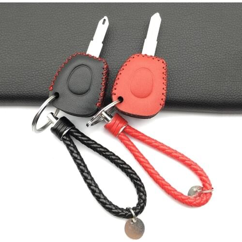 High Quality 100% Leather Car Key Shell Case Cover Holder For Renault Clio Megane Scenic IR Remote Fob 1 Buttons Key Shell