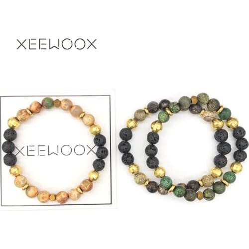 Essential Oils Diffuser Yoga Lava Bracelet For Couple Woman Man Girl Natural Stone Boho Bohemia Anniversaries XEEWOOX