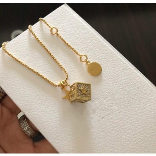 Luxury Fashion Enamel Jewelry Dice Pendant Necklace & Long Sweater Chain Choker Bijoux Women Gift