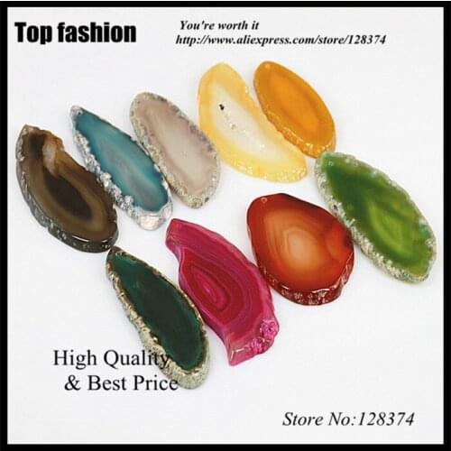 J-026 fashion Mix Color natural slice gem Stone Pendant ,Freeform Quartz Geode druzy Stone Pendant Connector for jewelry making