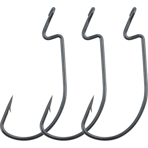 Jig Worm Fishing Hooks 100pcs/lot High Carbon Steel Offset Shank Wide Gap Worm Jigging Crank Fishing Hook Size 1/0-5/0 38105