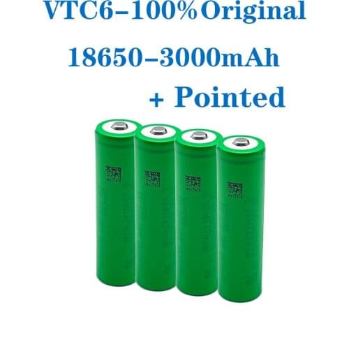 VariCore VTC6 3.7V 3000 mAh 18650 Li-ion Rechargeable Battery 30A Discharge for US18650VTC6 batteries + Pointed
