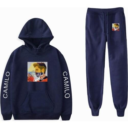 Camilo Echeverry Print Fashion Fall Suit Hoodies Sportswear Hooded Sweatshirt + Ankle Banded Pant Two Piece Set Streetwear Style