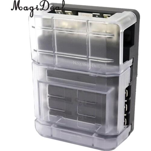 MagiDeal Boat Automotive 6 Way Modular Terminal Blade Fuse Box with LED Indication Yacht Dinghy Replaccement Parts Accessories