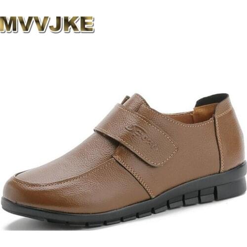 MVVJKE Hot 2020 new spring flat shoes women casual shoes big size winter warm shoes flat non-slip real leather mother snow shoes