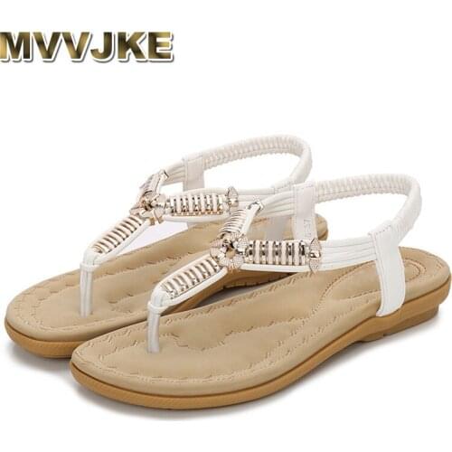 MVVJKE women sandals Metal decoration summer shoes slip on comfortable flip flops casual flat shoes woman