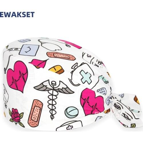 Novel Scrub Cap Printed Nurse Working Nursing Hats Vet Pet Dentist Surgeon Beauty Salon Accessories Scrubs Caps