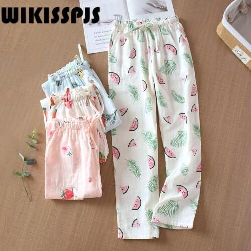 2021 Spring, Summer and Autumn New Knitted Japanese Fresh Pure Cotton Home Pants Loose Casual Pants Sleep Wear with Pant