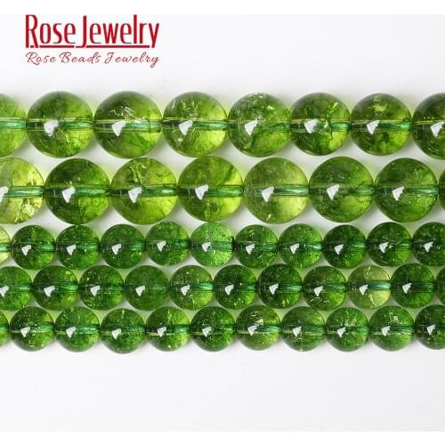 Wholesale Natural Green Peridot Crystal Quartz Round Loose Beads 15" Strand 4 6 8 10 12 MM Pick Size for Jewelry Making