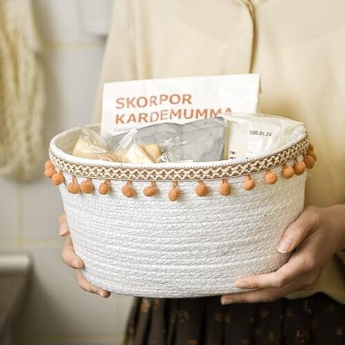 Paper Woven Storage Basket Eco-Friendly Handmade Knitted Organizer Hanging Barrel Small Stuff Organization Home Dorm Table Decor