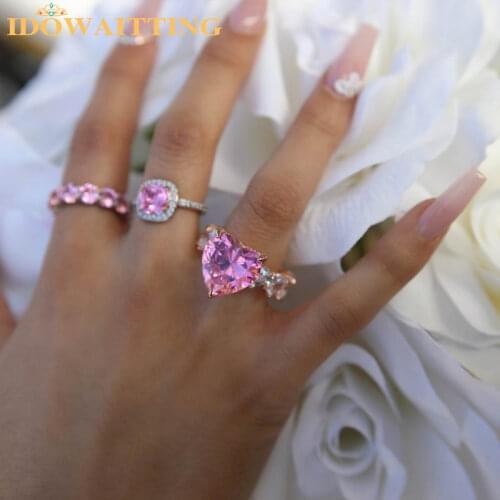 2021 Water Drop Big Pinky Baguette CZ Pink Heart Ring Iced Out Bling CZ Cubic Zirconia Luxury Fashion Hiphop Women Jewelry Gift