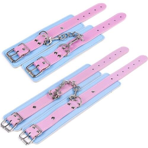 Sexy Adjustable PU Leather Plush Handcuffs Ankle Cuff Restraints Bondage Sex Toy BDSM Restraints Sex Bondage Exotic Accessories