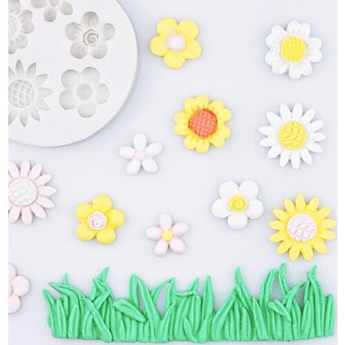 Flowers & Grass Silicone Mold Fondant Mould Cake Decorating Tools Chocolate Gumpaste Molds, Sugarcraft, Kitchen Gadgets
