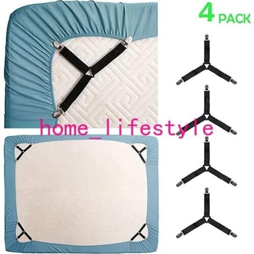 Sunshine 4Pcs Triangle Bed Mattress Sheet Clips Grippers Straps Suspender Fastener Holder
