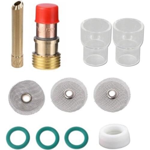 TIG Welding Torch 3/32 Inch 2.4Mm Gas Lens 12 Pyrex Cup Kit For WP-17/18/26, TIG Welding Torch Accessories