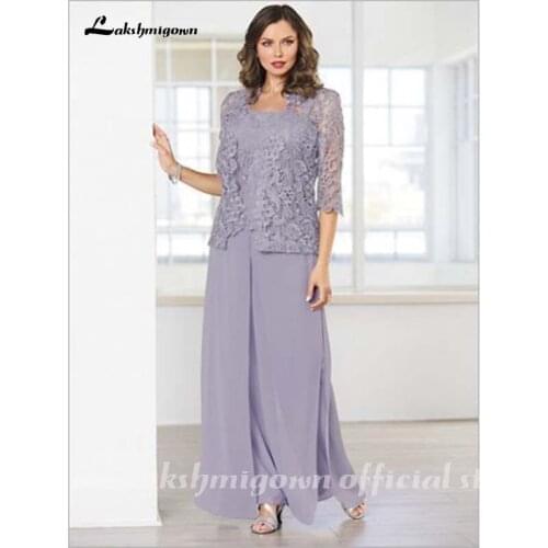 Vintage Lace Mother of the Bride Dresses Pant Suits 2020 Plus Size African Women Evening Guest Party Dress