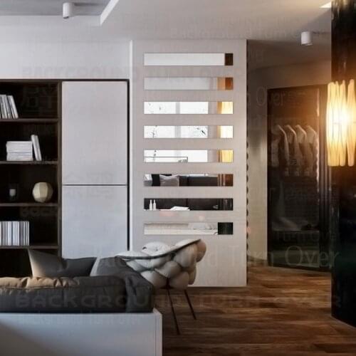 10pcs Mirror Stickers Sticker Bathroom Decor Room Decoration 3D Long Full Stripe Rectangle Geometry Simple Shape Tiles R189