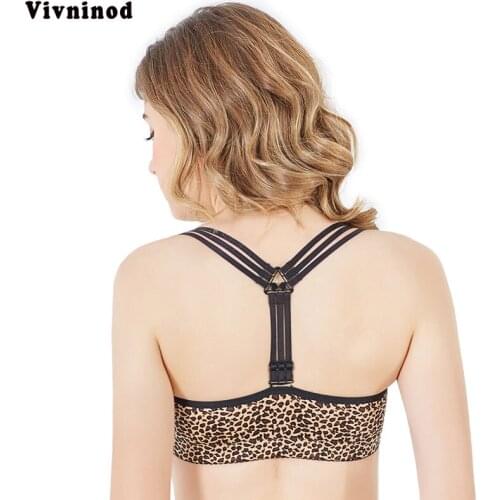 Front Closure Bras For Women Seamless Underwear Leopard Print Brassiere Plus Size 34-52 BCDE Cup Bra Wire Free Bralette Lingerie