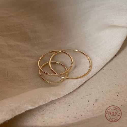 925 Sterling Silver Korean Version Simple Smooth Thin Earrings Women Classic Temperament Party 14k Gold Jewelry Girlfriend Gift